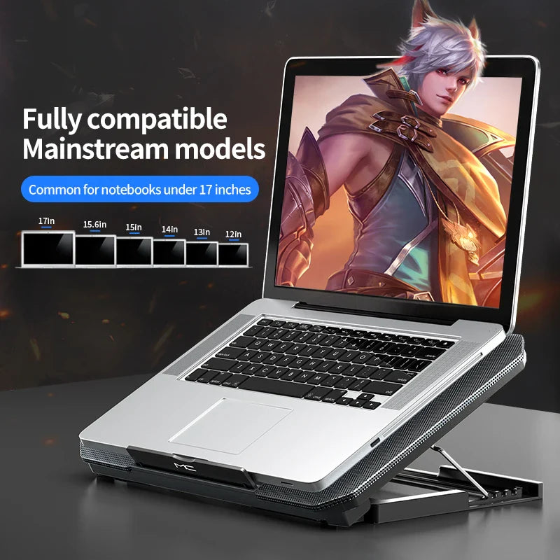 Q100 17-Inch Gaming Laptop Cooler - LED Screen, Dual USB Ports, 2600RPM Cooling Pad, Notebook Stand with Fan