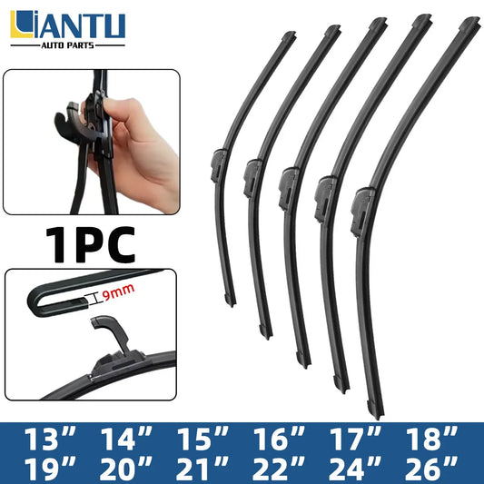 Universal Frameless Windshield Wiper Blade - 9mm J Hook Type Long Lasting Car Wiper Replacement