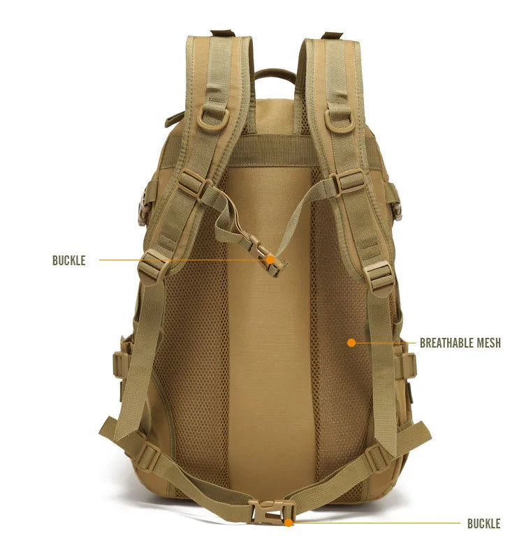 40L Tactical Reflective Backpack – Molle Camouflage Rucksack for Outdoor Hiking, Camping, Hunting & Travel