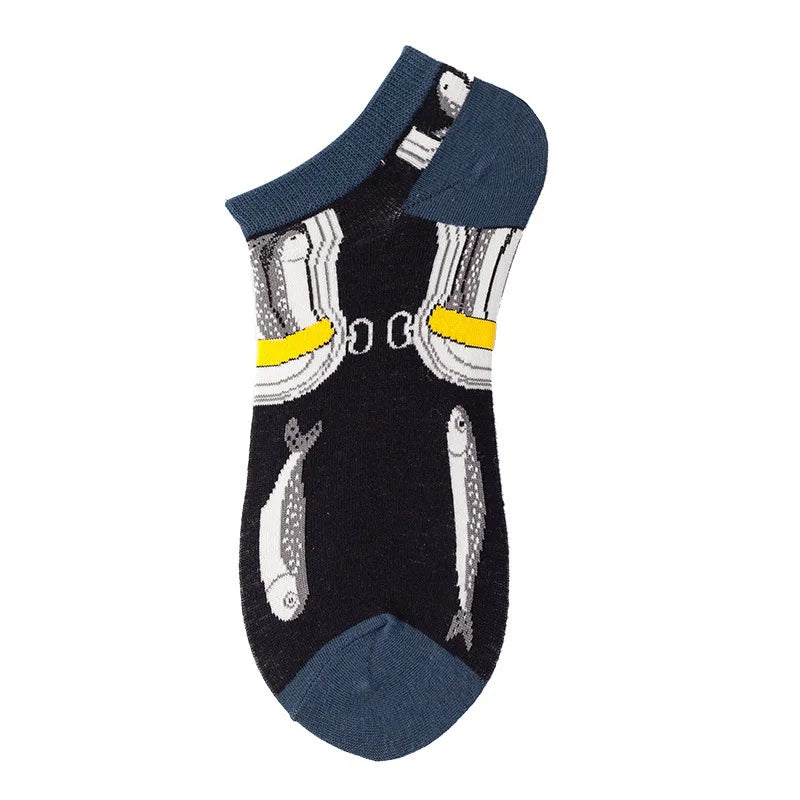 40-Style Colorful Cotton Ankle Socks – Fashion Novelty Short Socks for Men & Women, Funny Animal, Food & Avocado Casual Designs