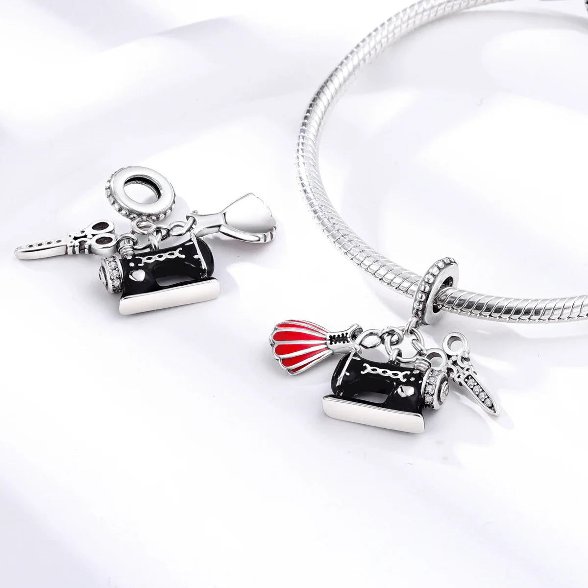 MULA Silver Plated Dangle Charms for Snake Chain Bracelet - DIY Women’s Jewelry Making Gift