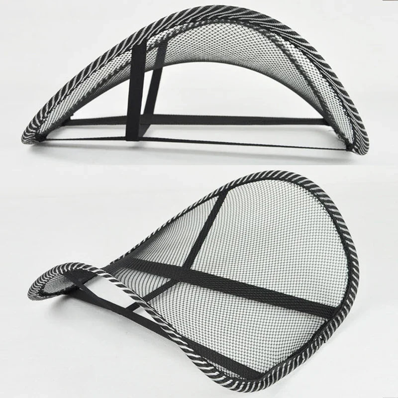 Black Mesh Back Lumbar Support Cushion - Massage Pad for Car Seat, Office Chair, Car Driver Comfort