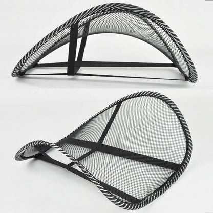 Black Mesh Back Lumbar Support Cushion - Massage Pad for Car Seat, Office Chair, Car Driver Comfort
