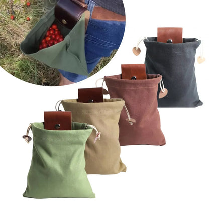 Outdoor Leather Foraging Bag – Bushcraft Waist Pouch for Vegetable, Fruit & Garden Harvest, Camping Tool Storage
