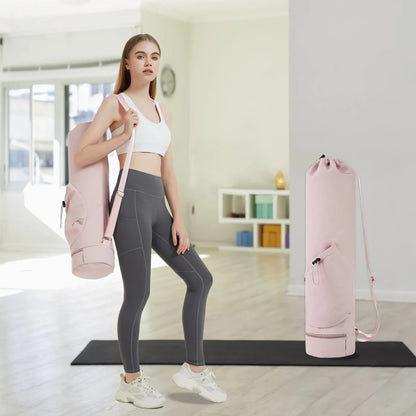 Yoga Mat Bag with Water Bottle Pocket and Wet Storage - Sports Mat Carrier with Shoulder Strap and Multifunctional Compartments