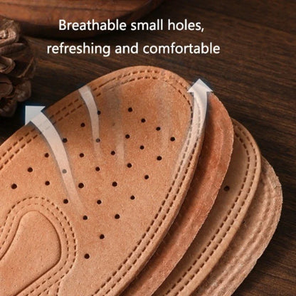 Leather Shoe Insoles - Breathable Cowhide Footbed Inserts for Men & Women Sports Shoes