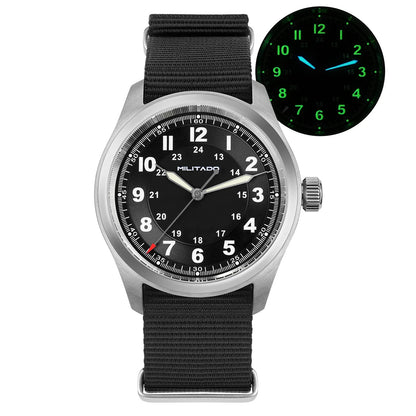 Militado ML08 Vintage Quartz Watch - VH31 Movement 38mm Sapphire Crystal Wristwatch with C3 Green Luminous Dial