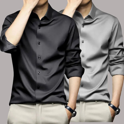 Men's Long Sleeve Non-Iron Wrinkle-Resistant Business Dress Shirt - S-5XL, Professional Casual White Suit Shirt