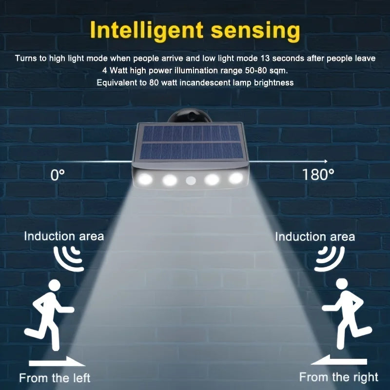 Powerful 4 LED Solar Security Lights – Waterproof Outdoor Wall Lamp with Motion Sensor and 3 Modes for Garden and Street