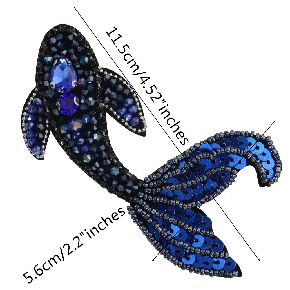 3D Handmade Ocean Animal Patches - Beaded Seahorse Crab Starfish DIY Sewing Accessories & Craft Ornaments