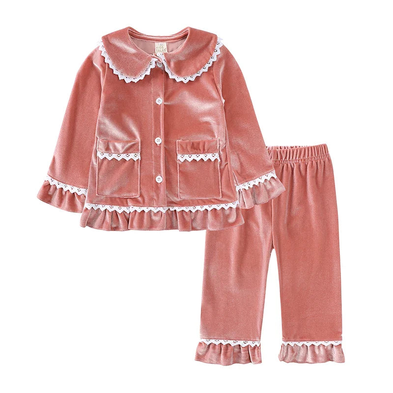 2025 Kids Christmas Pajama Set – Velvet Loungewear Long Sleeve Sleepwear for Boys & Girls