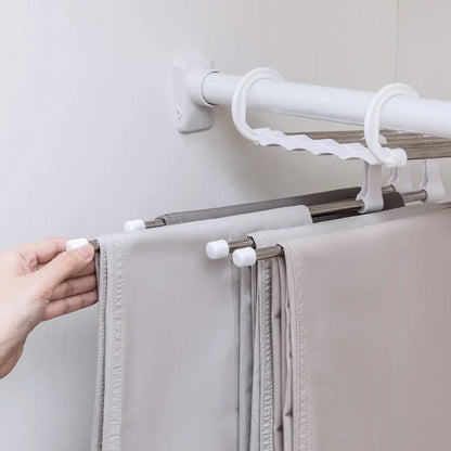 Telescopic Folding Multi-Layer Pants Rack – Magic Pants Hanger for Household Wardrobe Storage