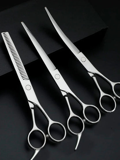 Pet Grooming Scissors Set – Professional Dog Hair Trimming Tools, Bent Scissors & Clippers for Teddy Haircuts
