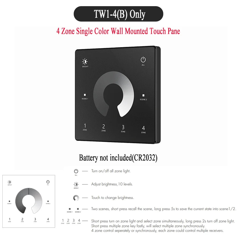 CENFAYA ZigBee & RF 2CH LED Controller - Smart DC 12V/24V Dimmer for CCT LED Strips with Remote Control