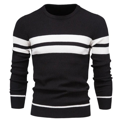 Men's Autumn Patchwork Sweater - O-Neck Long Sleeve Slim Fit Warm Casual Fashion Pullover Top