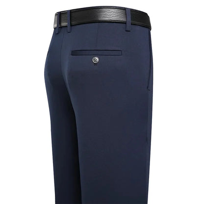 Men's Suit Pants – Business Casual Elastic Straight Trousers | Formal Dress Black & Navy Blue