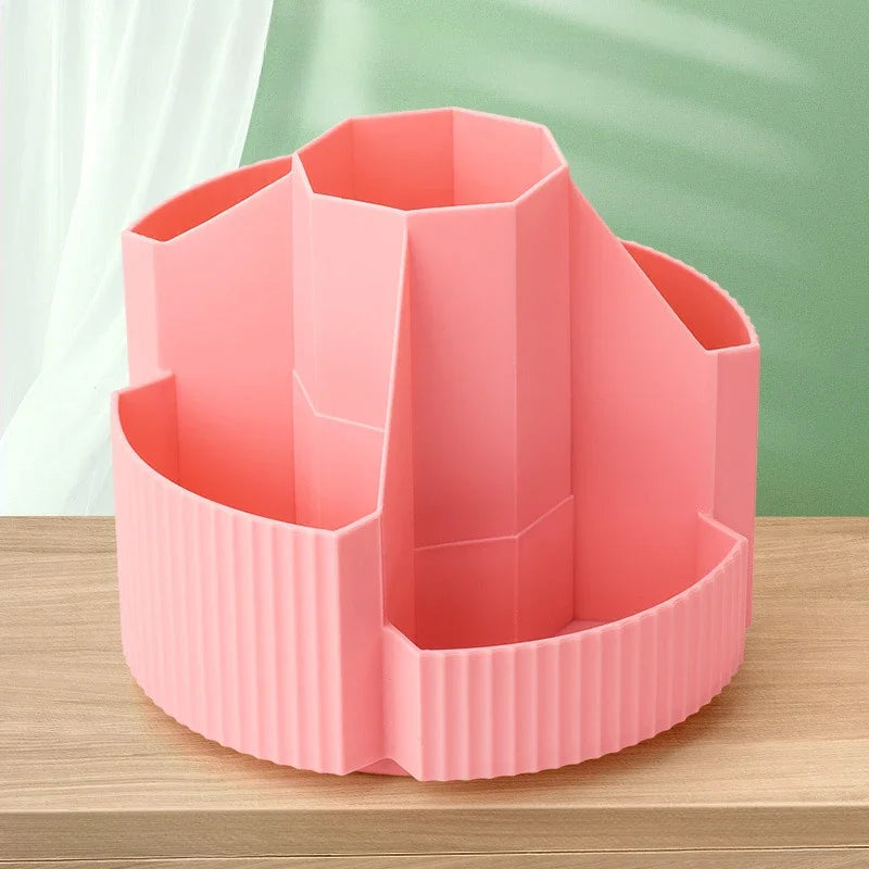 360° Rotating Desk Organizer - 5 Slot Stationery Storage Box for Pencils Pens Office and School Supplies