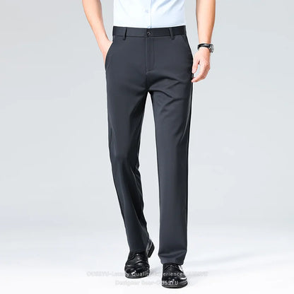 Men’s Slim Stretch Suit Pants - Summer Thin Business Formal Trousers for Office, Work & Plus Size Fit