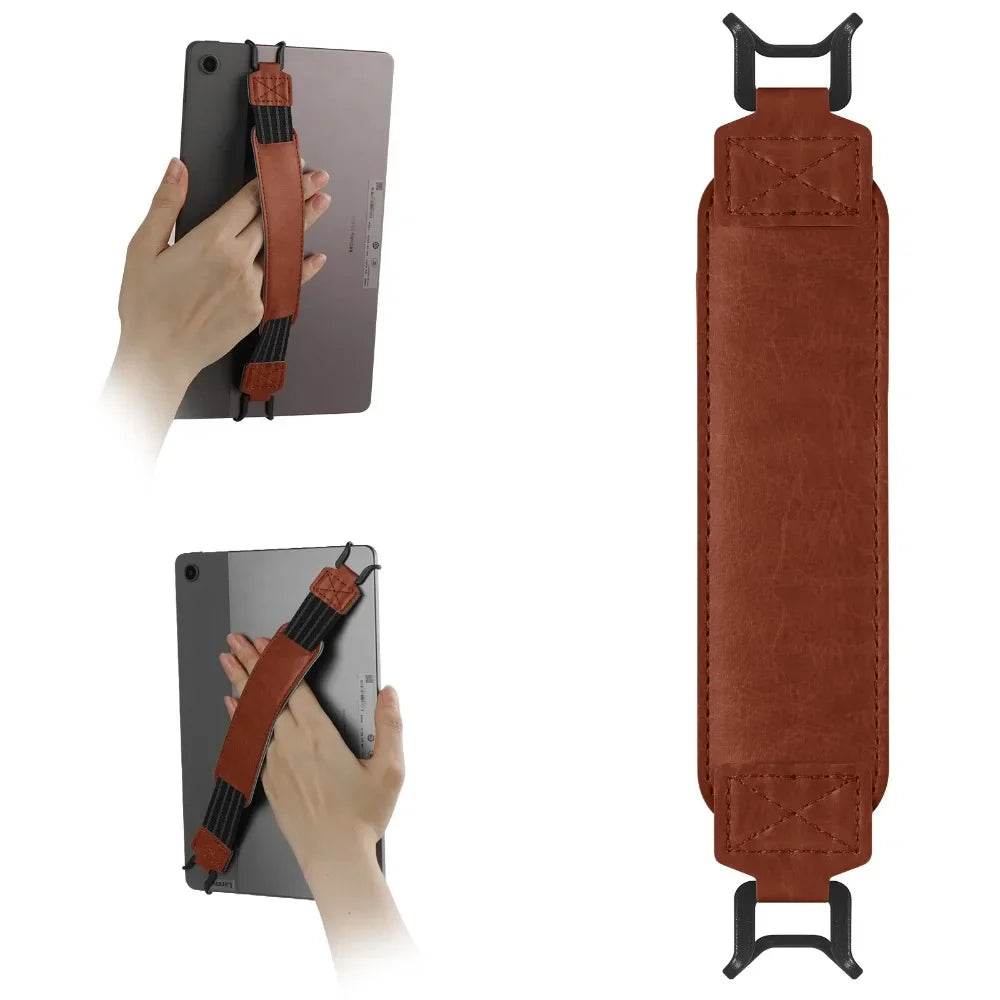 Leather Tablet Hand Strap - Universal Anti-Slip Anti-Drop EReader Holder for Kindle iPad Kobo Lenovo Sony & More