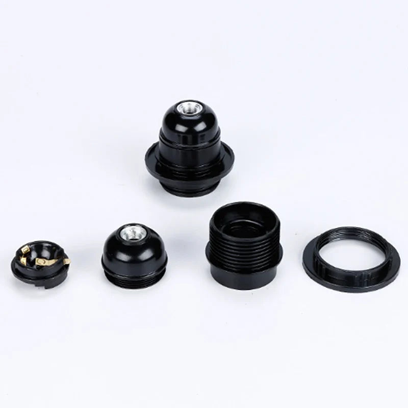 E27 Self-Locking Bakelite Lamp Holder - LED Light Bulb Socket with E14 Cap for Floor & Table Lamps