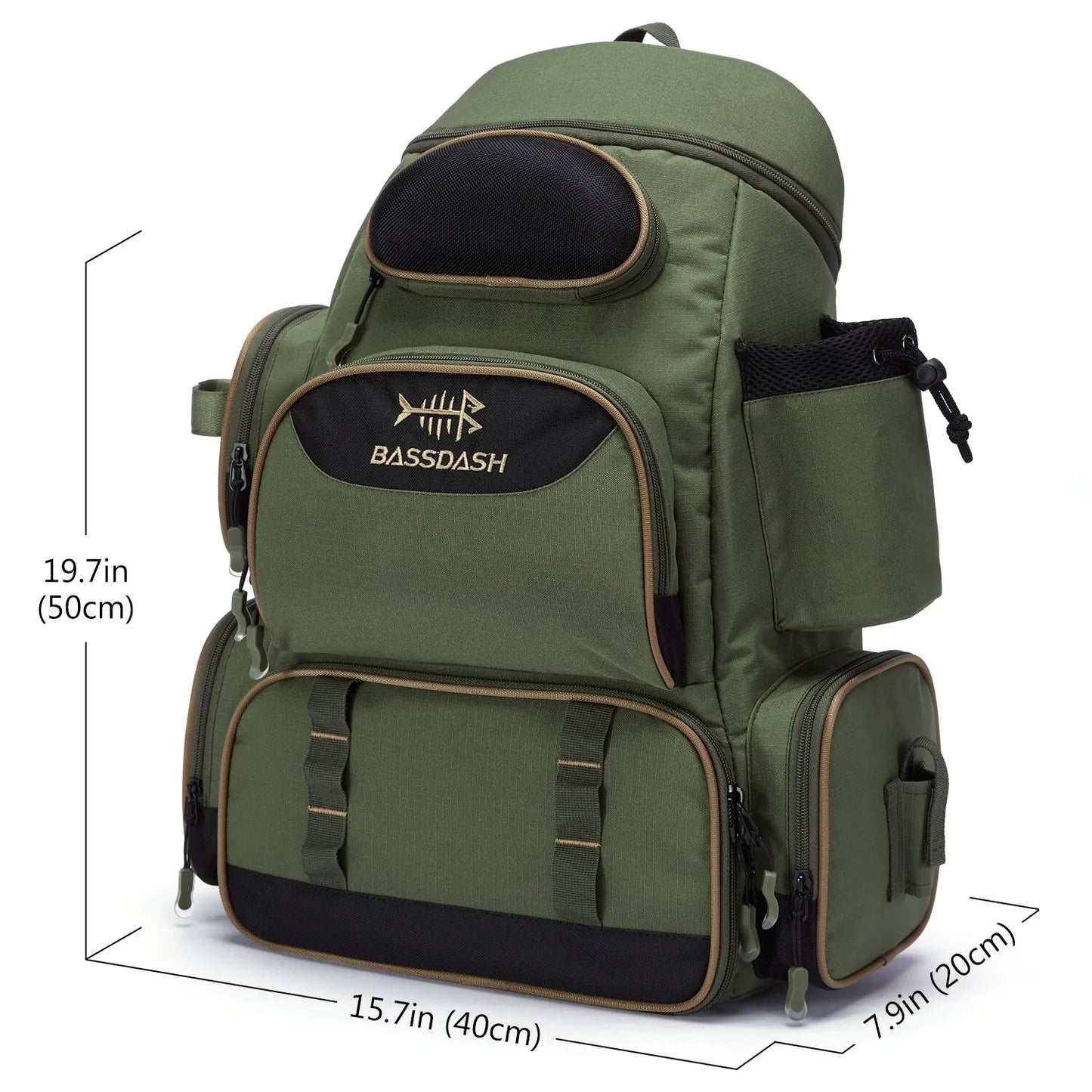 Bassdash Tactical Fishing Tackle Backpack – Lightweight Multifunctional Tackle Bag with Storage Boxes