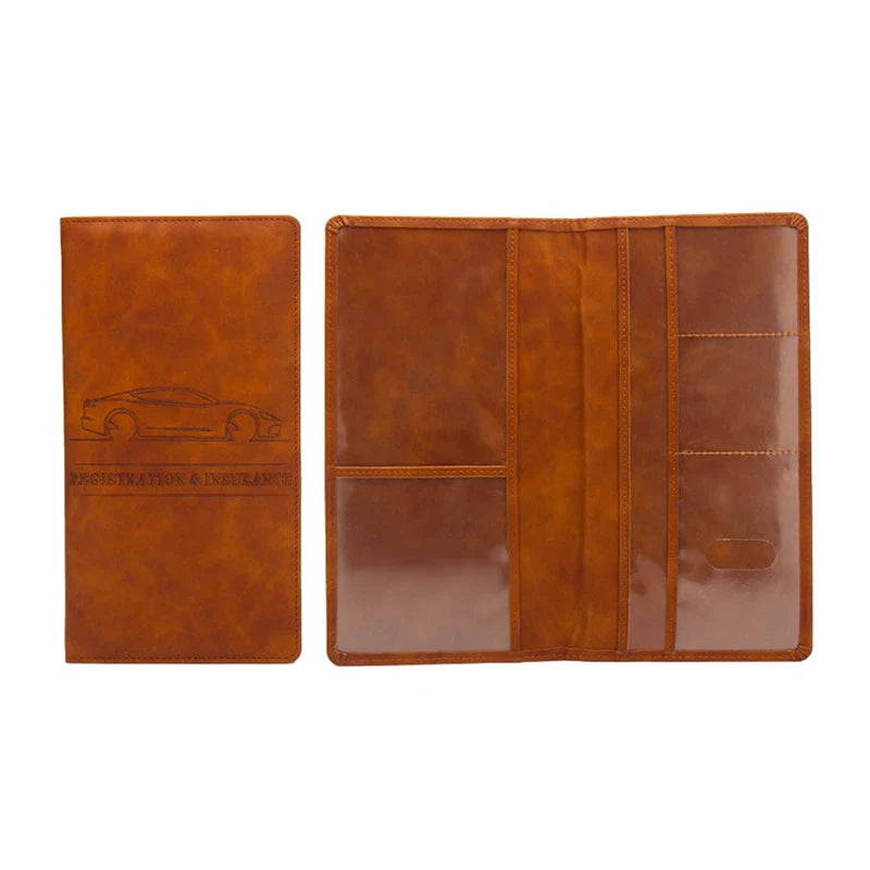 Car Registration & Insurance Holder – Leather Driving License Cover, Auto Documents Storage Bag & Credit Card Holder