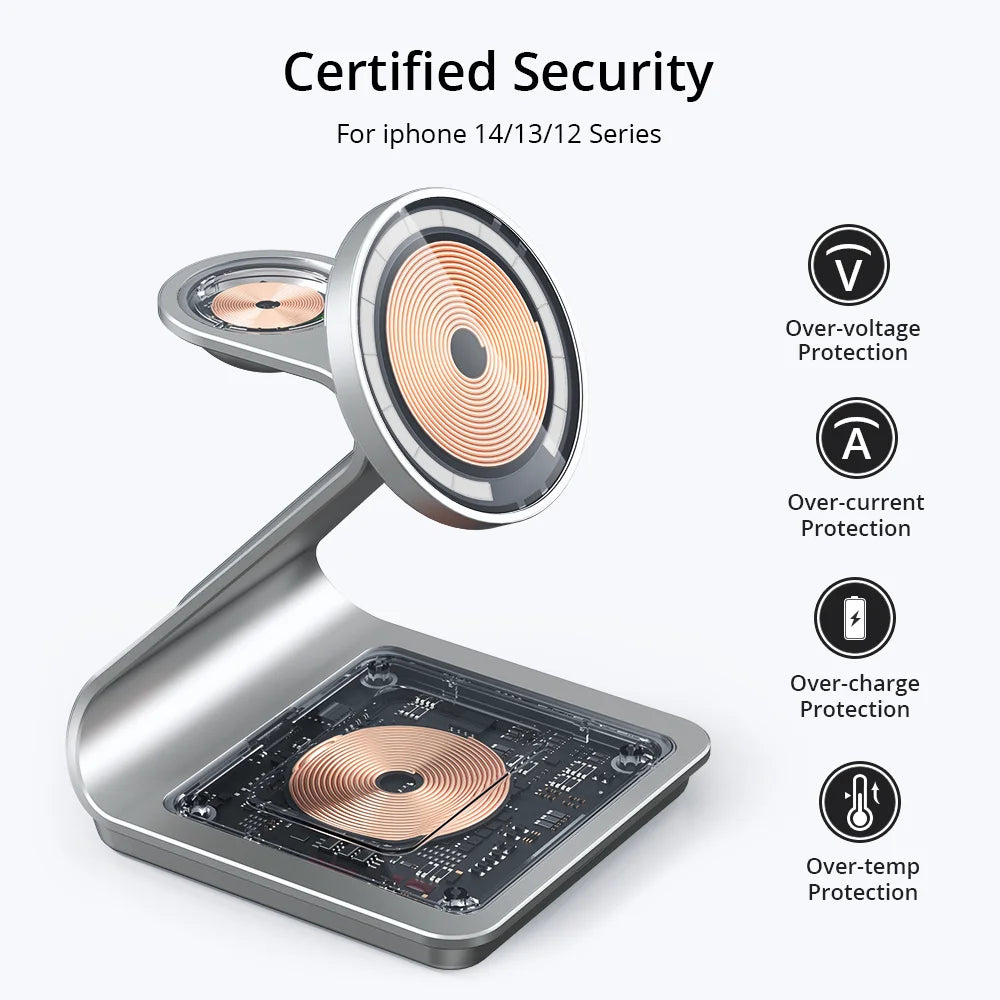 Bonola Magnetic 3-in-1 Wireless Charger - 30W Charging Station for iPhone 15/14/13/12 Pro Max, Apple Watch, AirPods Pro