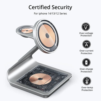 Bonola Magnetic 3-in-1 Wireless Charger - 30W Charging Station for iPhone 15/14/13/12 Pro Max, Apple Watch, AirPods Pro