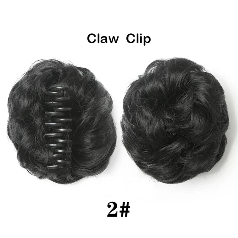 Sunslymei Synthetic Hair Bun Clip-in – Curly Messy Chignon Ponytail Hairpiece Scrunchie Extensions for Women