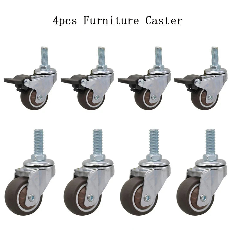 4pcs Soft Rubber Furniture Casters - Quiet Swivel Roller Wheels for Trolleys, Cribs, Beds & Home Use