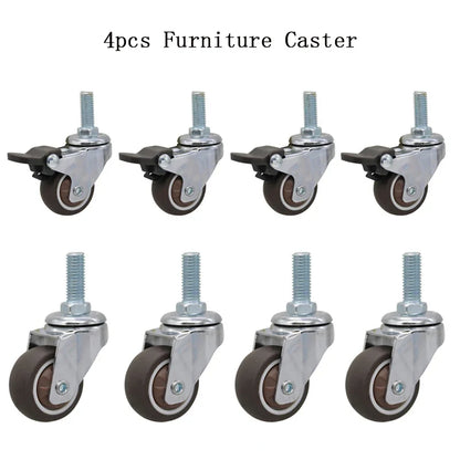 4pcs Soft Rubber Furniture Casters - Quiet Swivel Roller Wheels for Trolleys, Cribs, Beds & Home Use