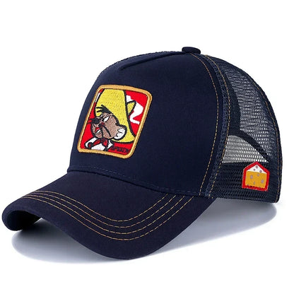 Anime Cartoon Snapback Cap - Cotton Mesh Trucker Hat for Men & Women Hip Hop Dad Style