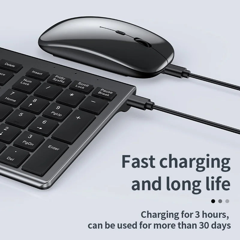 Jomaa Slim Bluetooth Keyboard & Mouse Set — Rechargeable 2.4G USB Wireless Combo for Laptop & Computer