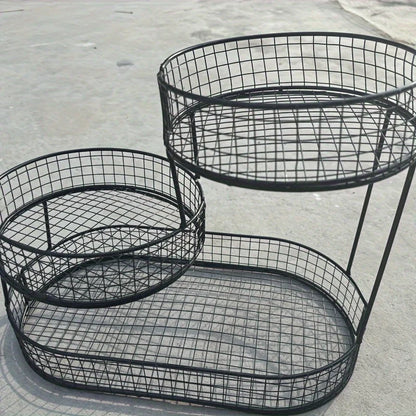 Stainless Steel Multi-Layer Round Fruit Basket – Elegant Metal Storage & Display Rack for Kitchen, Dining & Living Room