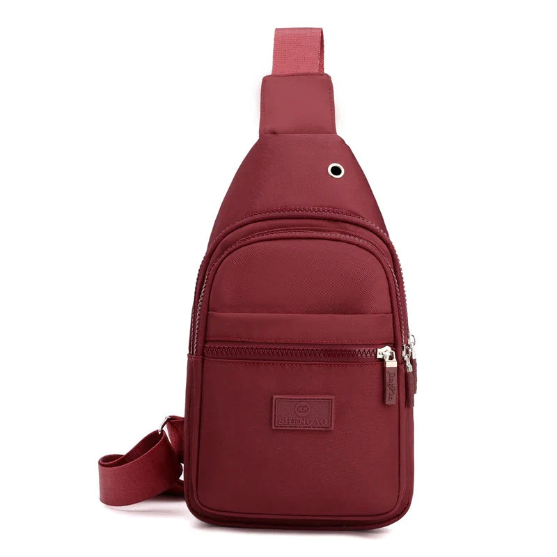 Women's Pure Color Nylon Chest Bag – Casual Shoulder & Crossbody Bag, Fashionable High-Quality Female Bag
