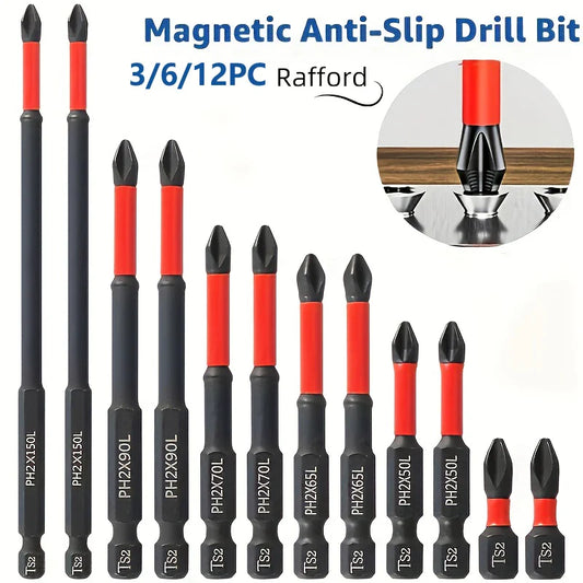 Magnetic Non-Slip S2 Steel Drill Bit Set (3/6/12PCS) – Crosshead Impact Bits for Electric & Hand Screwdrivers Tool Kit
