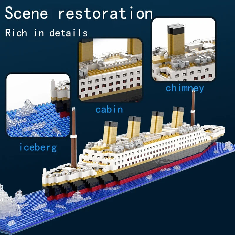 Titanic Building Block Model Kit - Giant Cruise Ship Puzzle Toy for Kids, Boys & Girls, Desktop Display & Birthday Gift