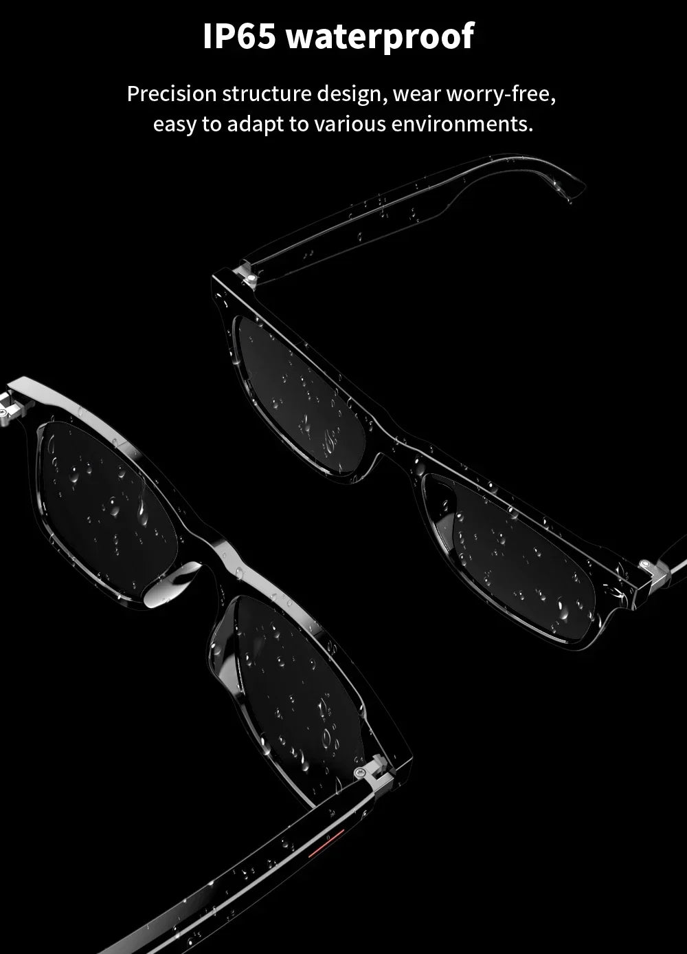 Hiwego Smart Glasses – Blue Light Filtering Polarized Lenses with Audio, Built-in Mic, Speakers, Touch & Voice Assistant for Music