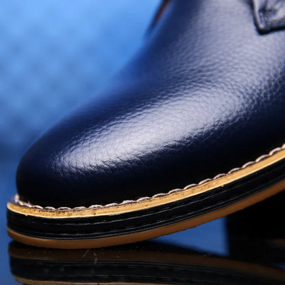 Men’s Genuine Leather Oxford Shoes - Classic Lace-Up Business Casual Dress Shoes Large Size 38-48