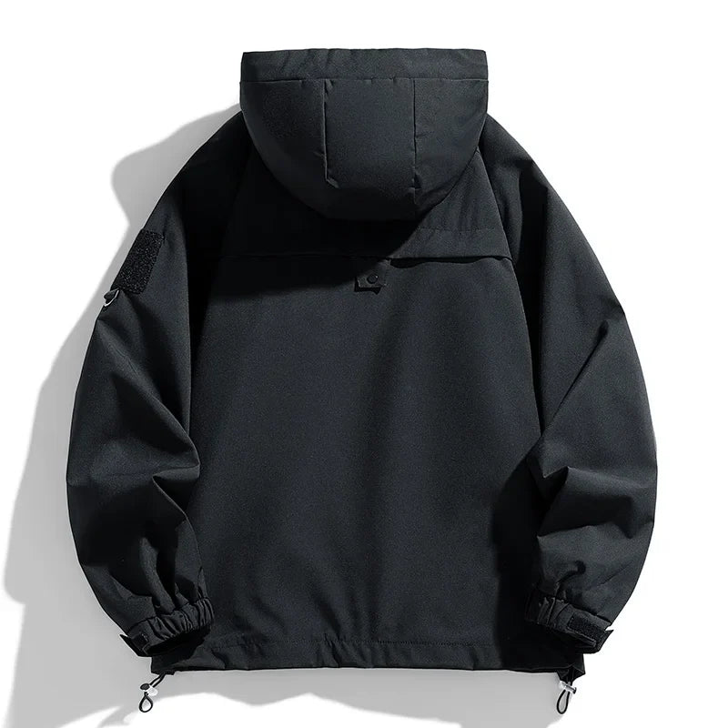 Men’s Hooded Windbreaker Jacket - Waterproof Lightweight Softshell Bomber Coat for Camping and Hiking