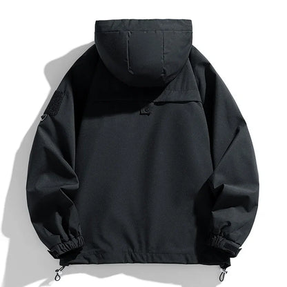 Men’s Hooded Windbreaker Jacket - Waterproof Lightweight Softshell Bomber Coat for Camping and Hiking