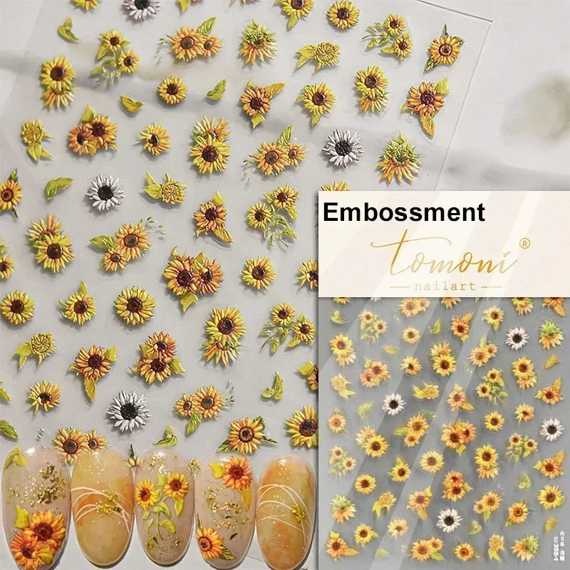 Floral Nail Art Stickers - White Rose Lily Daisy Peony Cherry Blossom & Magnolia Manicure Decals for DIY Nails