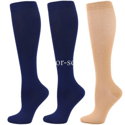 3 Pairs Knee High Compression Socks – Anti-Fatigue Support Stockings for Varicose Veins, Pain Relief & Sports Recovery (Men & Women)