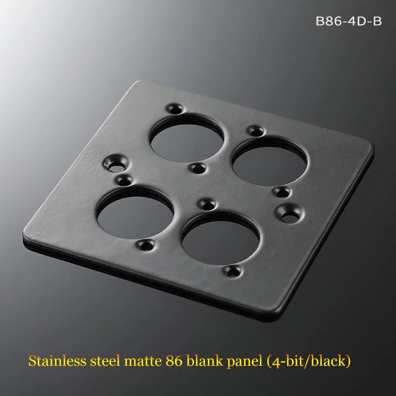 86 Panel Power Box Module - D Type 1/2/3/4 Hole Brushed Matte Blank Plate for XLR HDMI USB BNC VGA RJ45 Connections