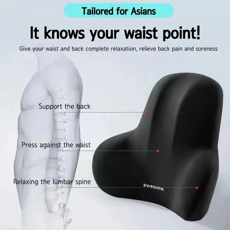 Memory Foam Lumbar Back Cushion – Multi-Functional Waist Support Pillow for Car, Office, Gaming Chairs & Postpartum Pain Relief