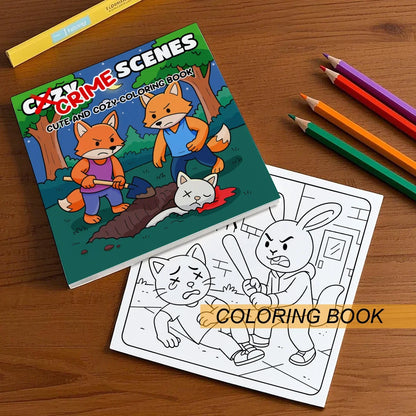 Crime Scenes Cute & Cozy Coloring Book - 24-Page Adorable Creepy Creatures Halloween DIY Drawing Book for Adults