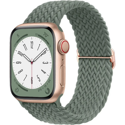 Braided Nylon Apple Watch Band – Adjustable Sport Strap Compatible with Ultra 2, Series 10/9/8/7/6/SE (40–49mm) Wrist Bracelet