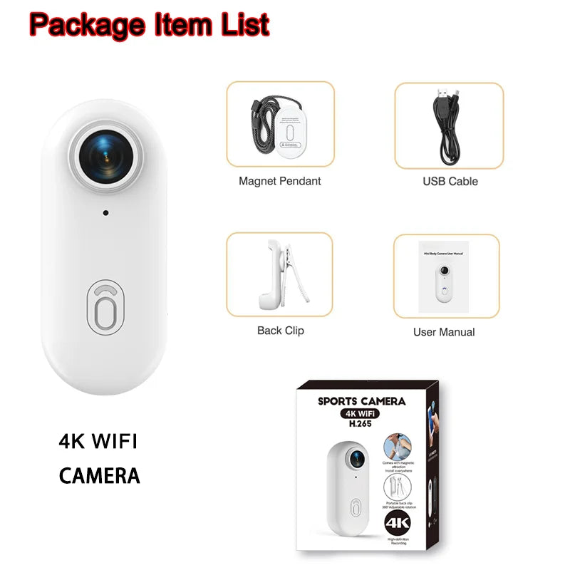 4K HD Mini Vlog Camera — WiFi Wireless Portable Action Body Cam for Sports, Travel & Photography