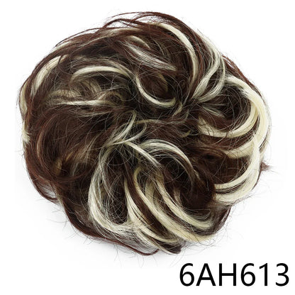 Synthetic Wavy Hair Bun Wig – Elastic Rubber Scrunchie Curly Ponytail Hair Extension for Ladies