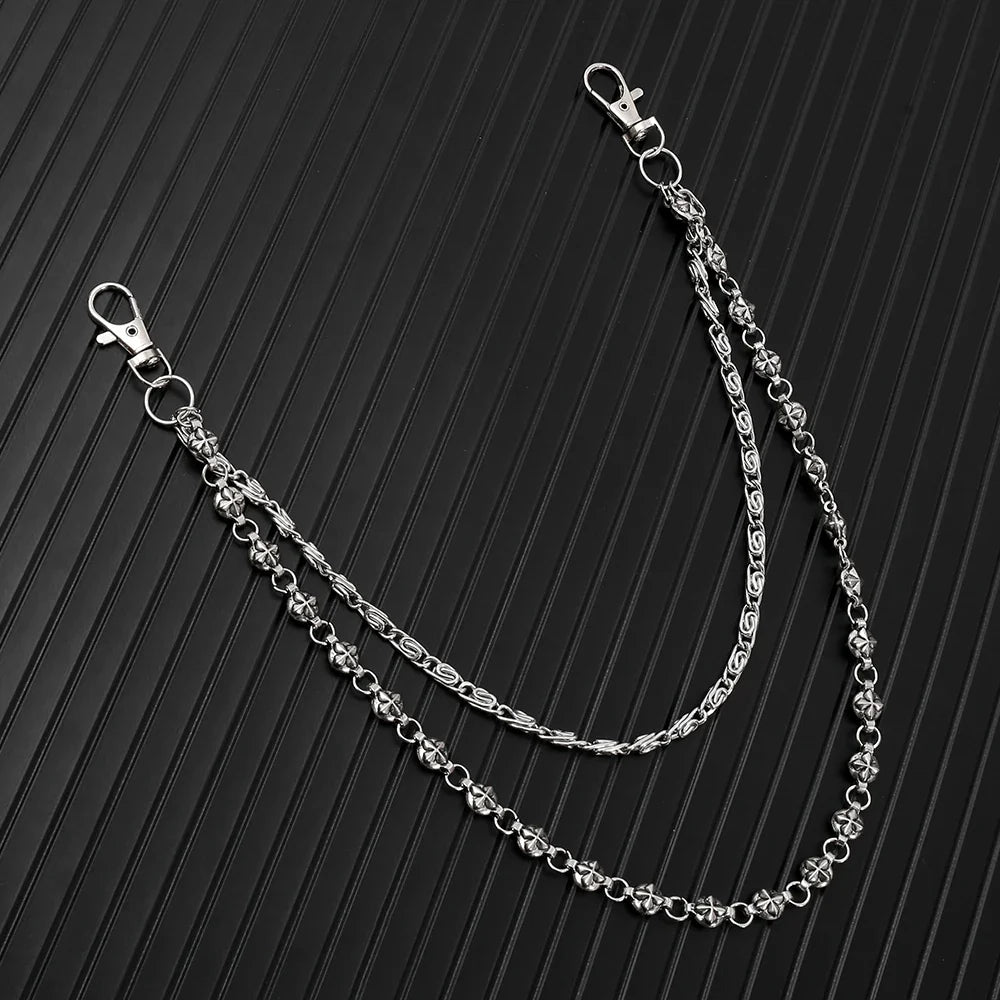 Harajuku Denim Hip Hop Chain - Personalized Punk Double-Layer Waist Chain for Unisex Streetwear